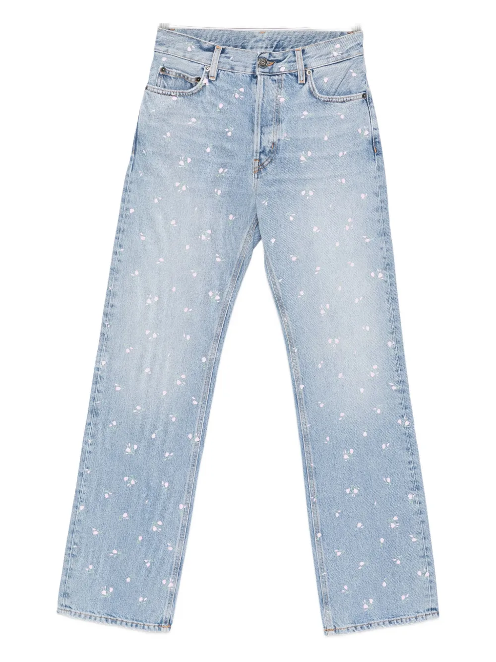 Fiorucci Floral-print Jeans In Blue