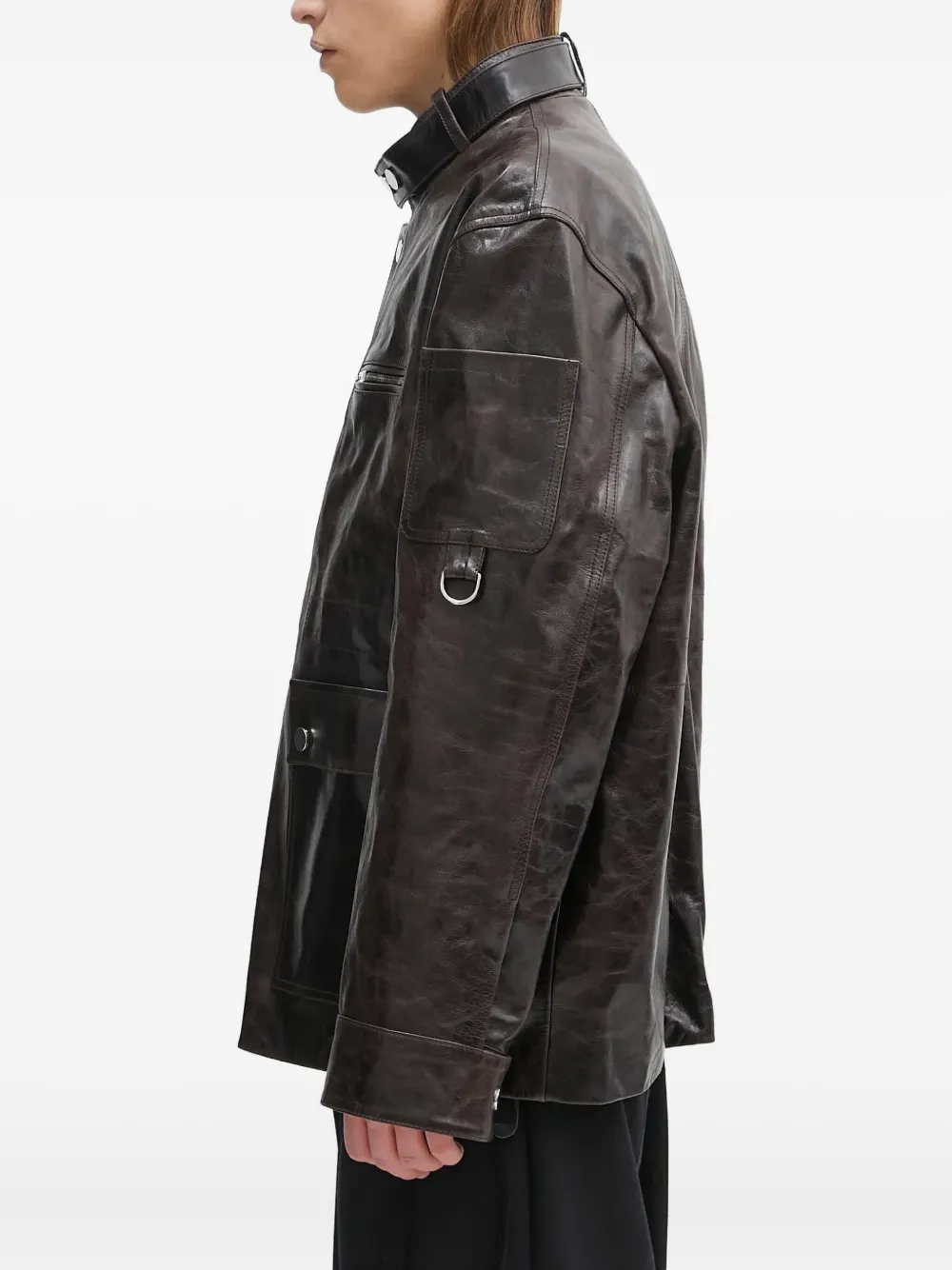 Wales Bonner snap-fastening flap-pockets leather jacket | Leather Jackets | Image 2
