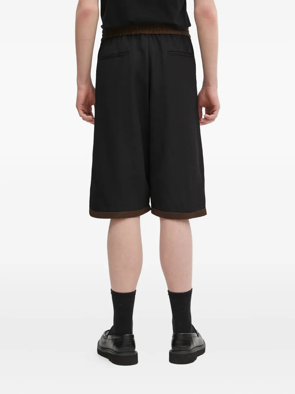 Wales Bonner Shorts met elastische tailleband en vlakken Zwart