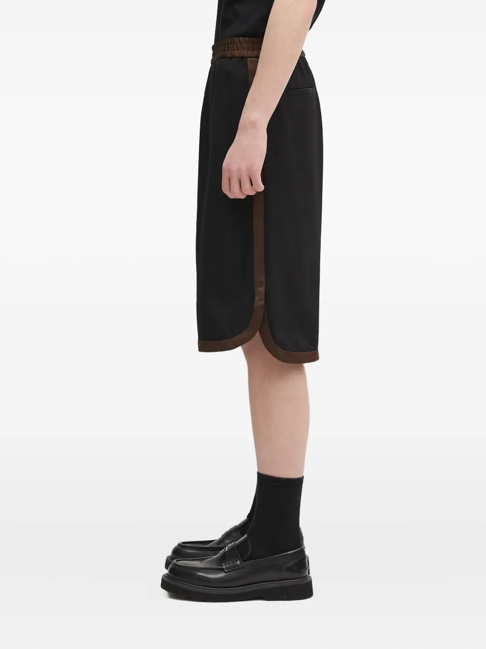 Wales Bonner Shorts met elastische tailleband en vlakken Zwart