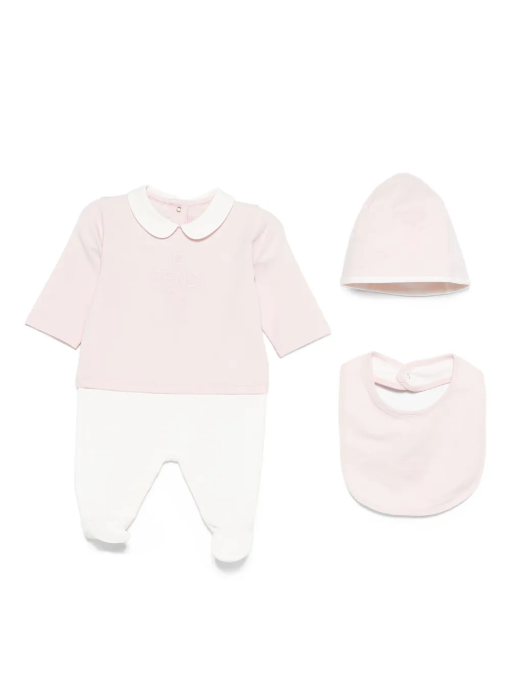 Fendi Kids Romper muts en slabbetje Roze