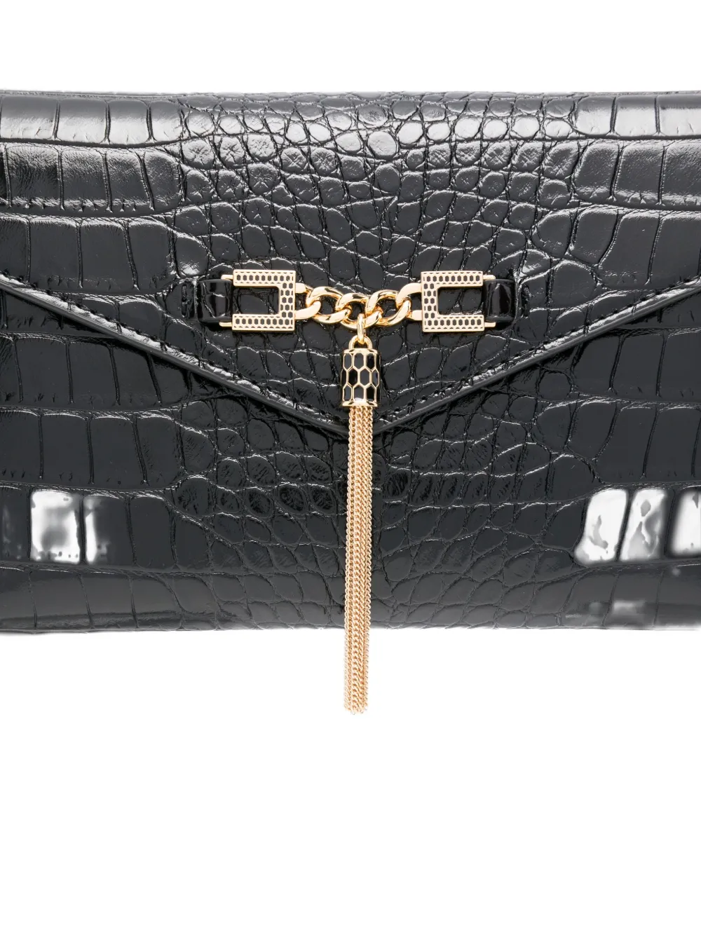 Elisabetta Franchi Clutch met krokodillen-reliëf Zwart