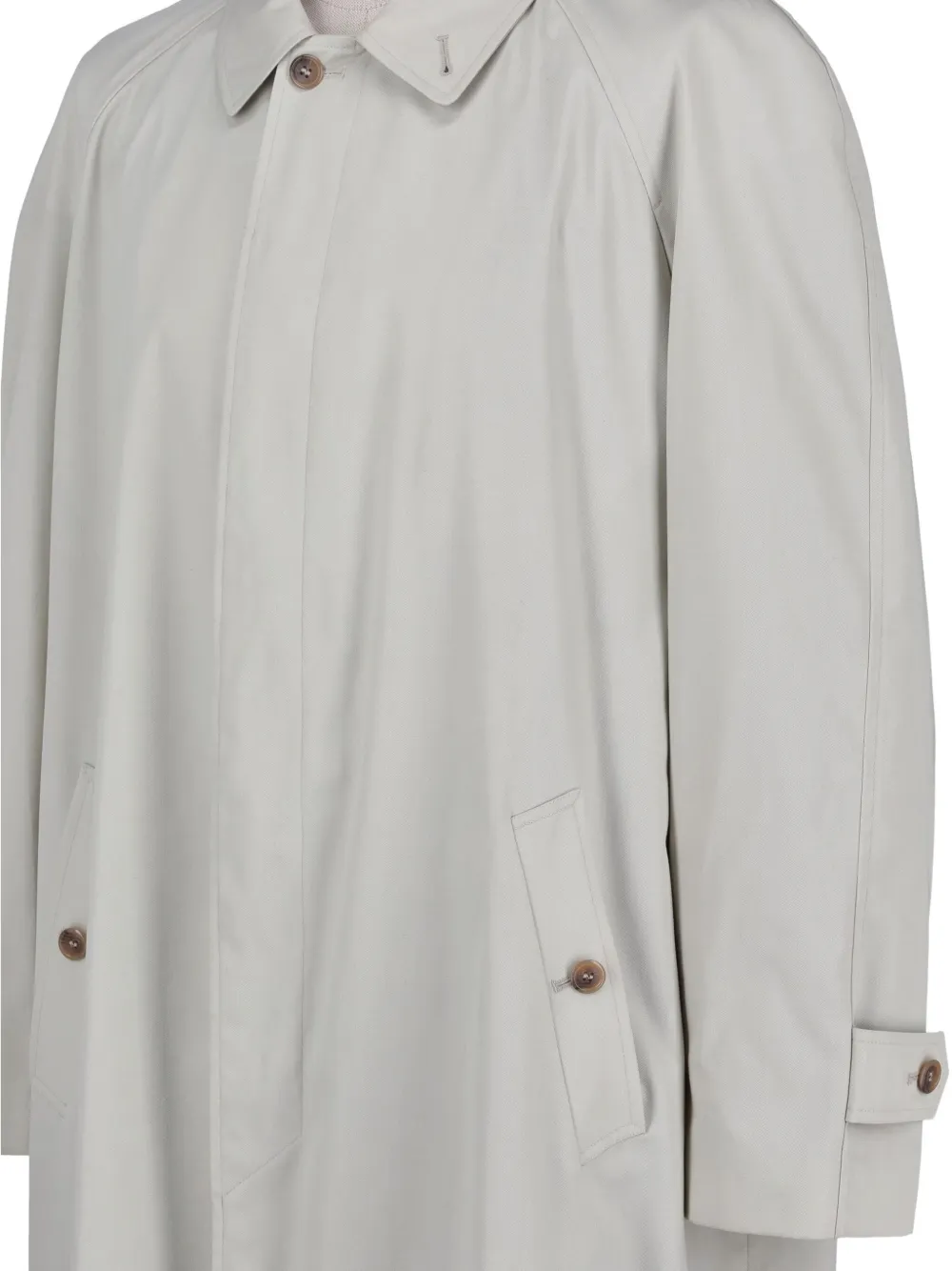 Pre-owned Saint Laurent Buttoned High-neck Trench Coat In Neutral