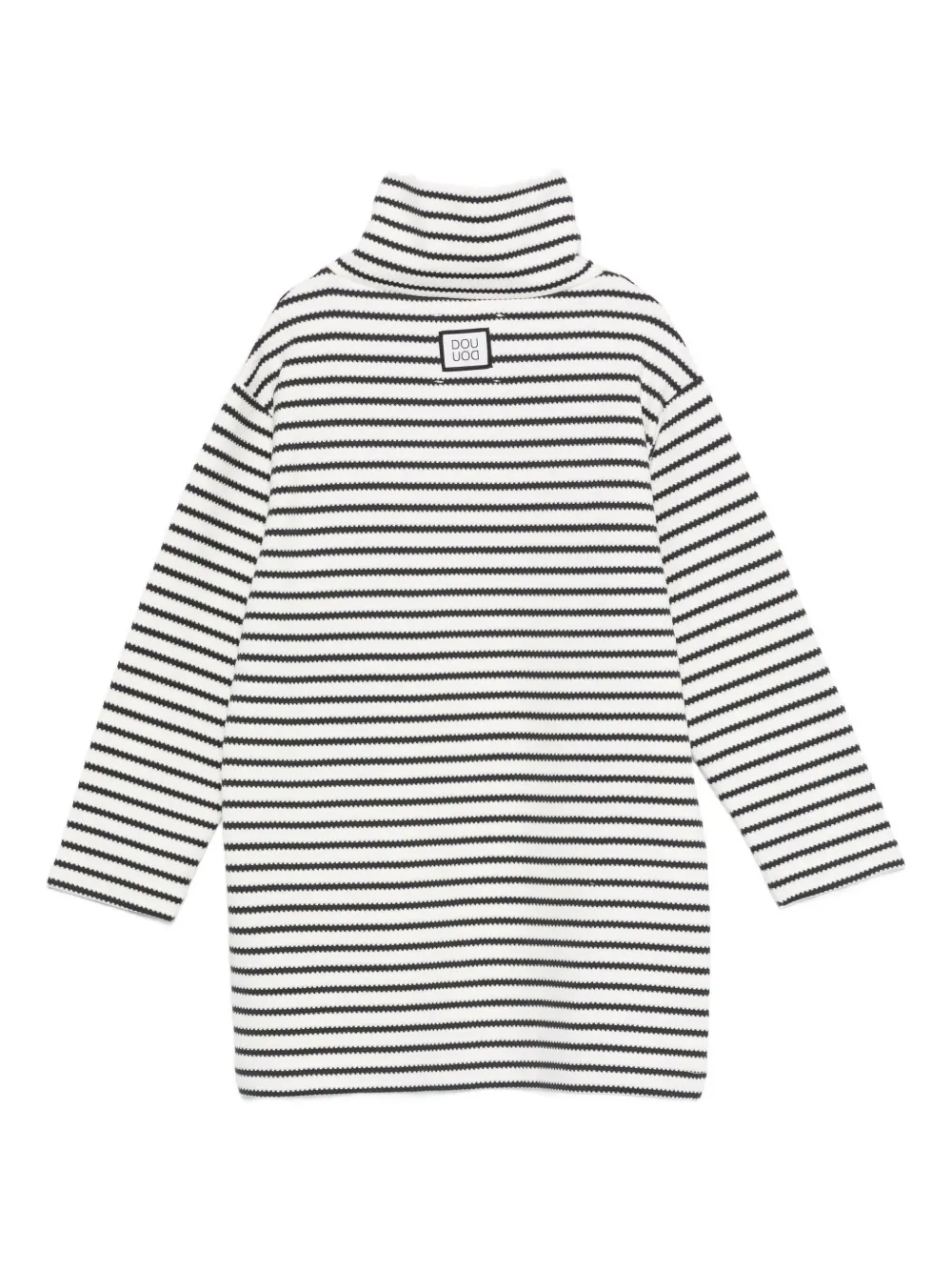 Douuod Kids striped turtleneck dress Wit