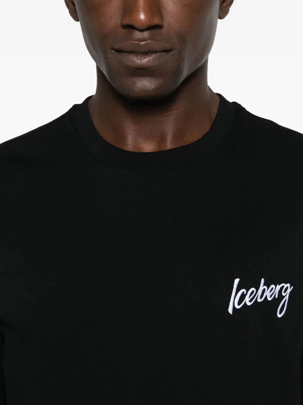 Iceberg logo crew-neck T-shirt Zwart