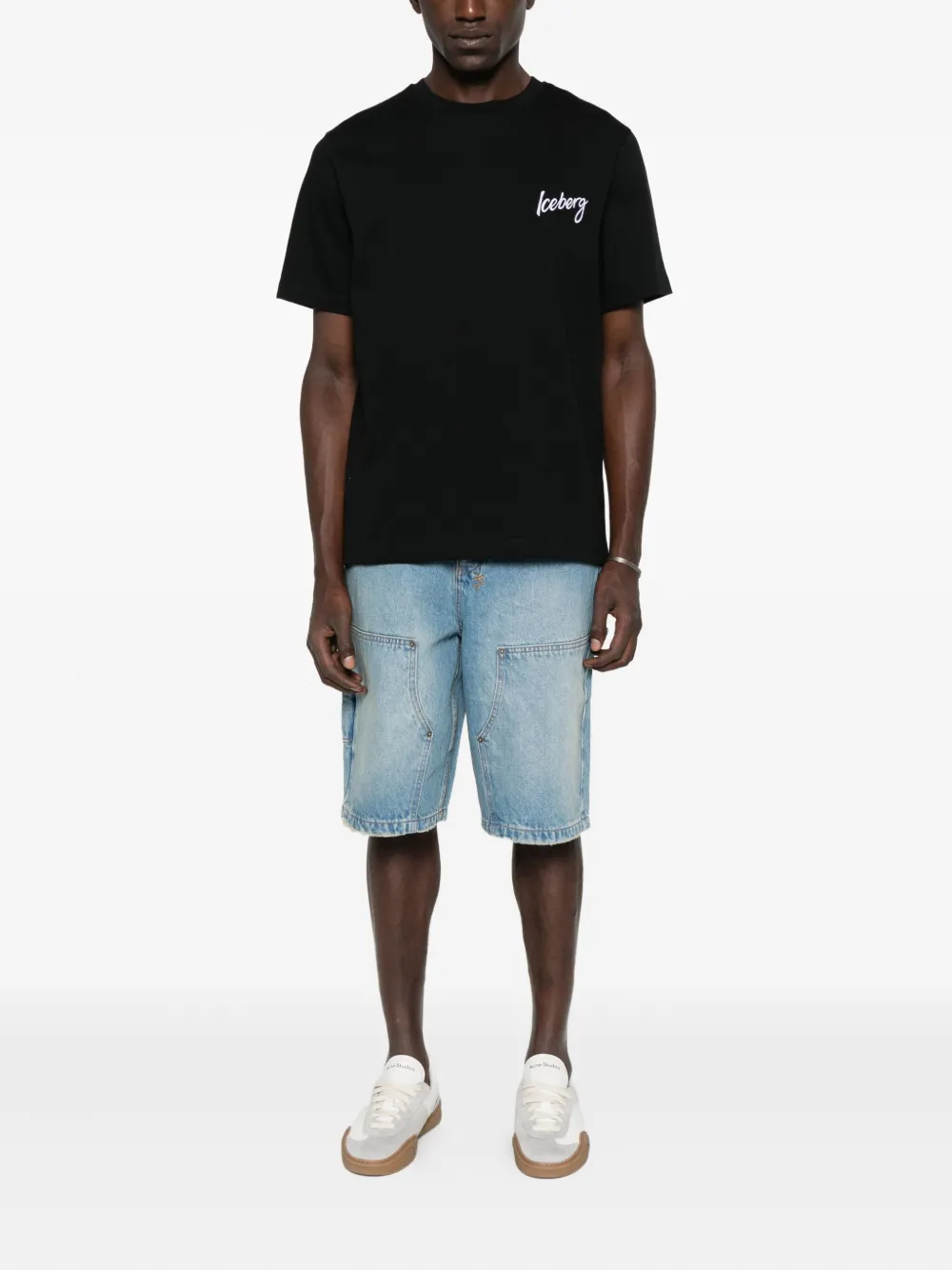 Iceberg logo crew-neck T-shirt Zwart