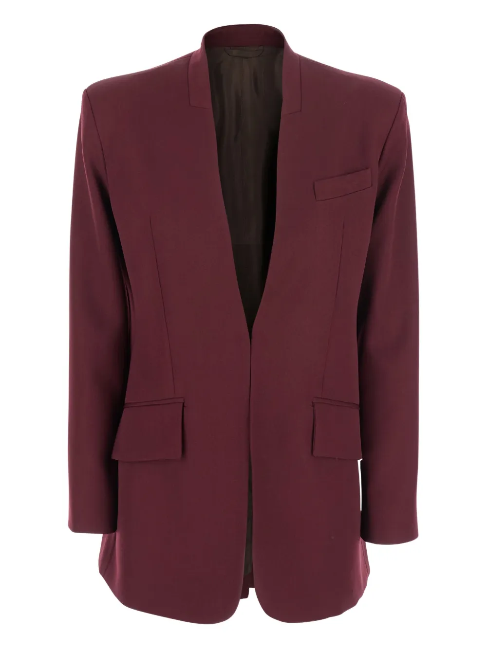 The Attico padded-shoulder gabardine blazer Rood