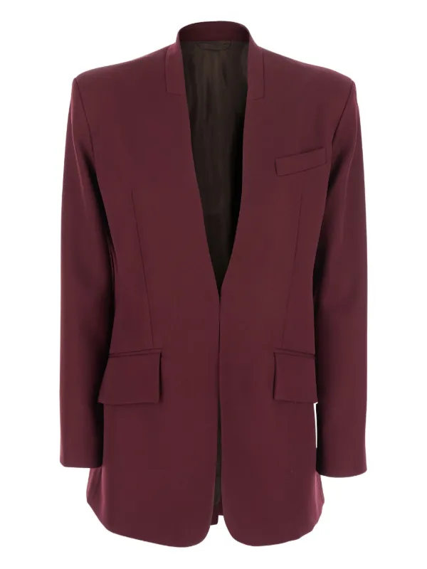 The Attico Padded-shoulder Gabardine Blazer in Red