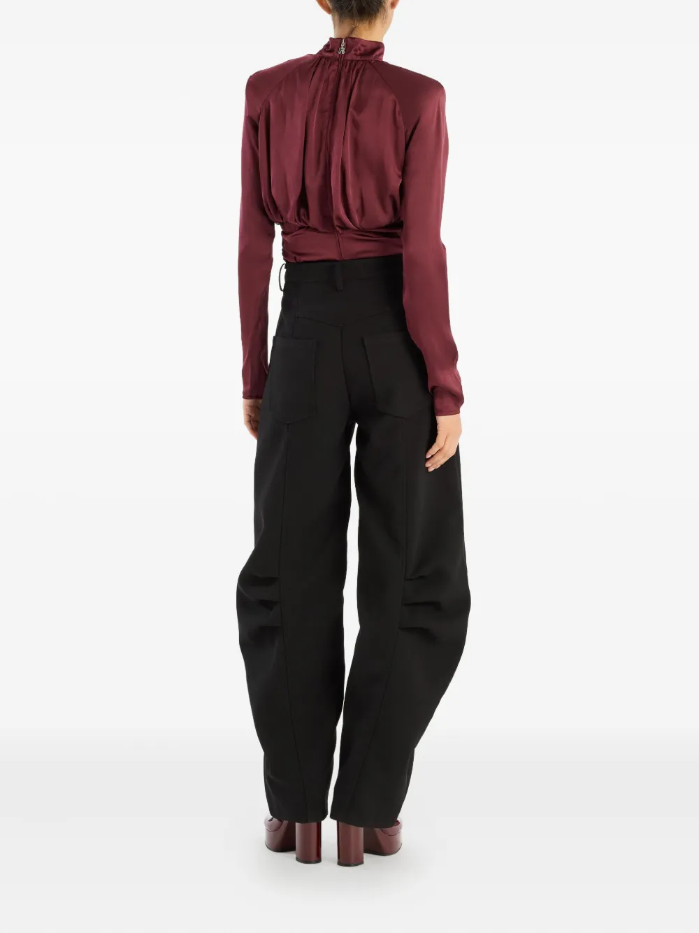 Rotate Birger Christensen Rotate Satin Blouse In Red