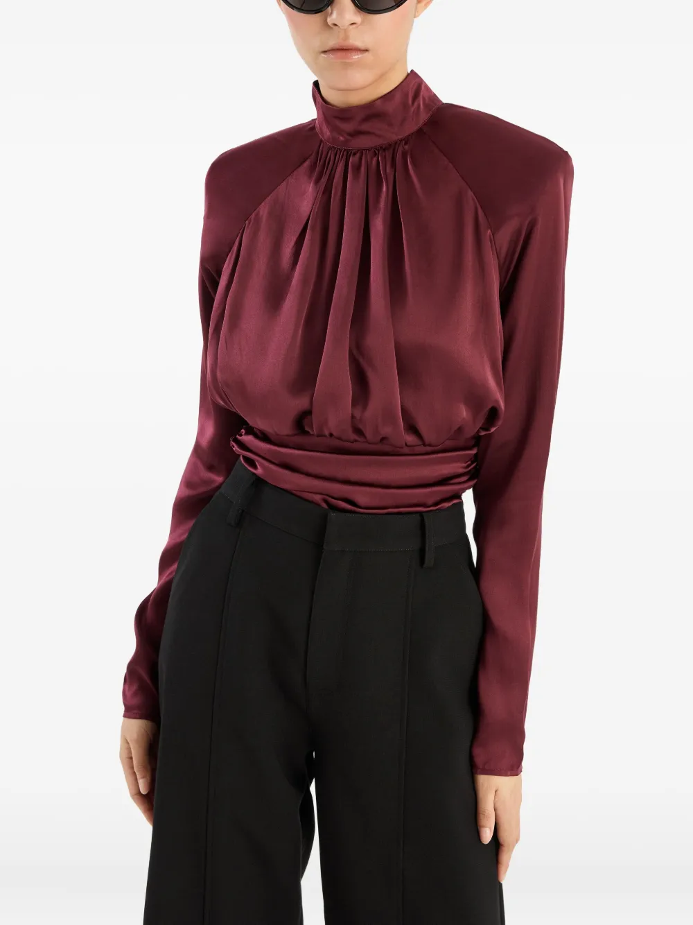 Rotate Birger Christensen Rotate Satin Blouse In Red
