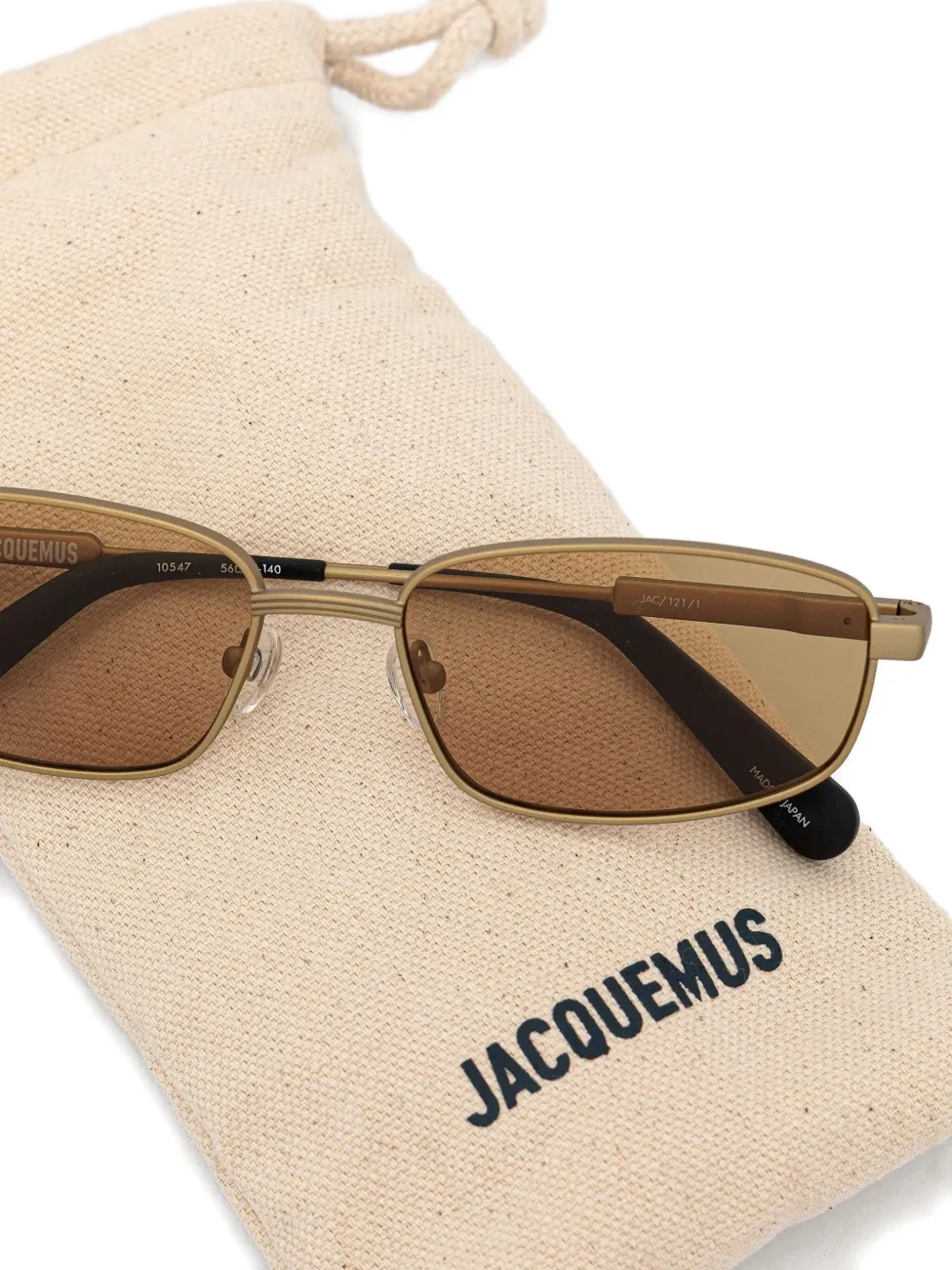 Jacquemus Zonnebril met rechthoekig montuur Bruin