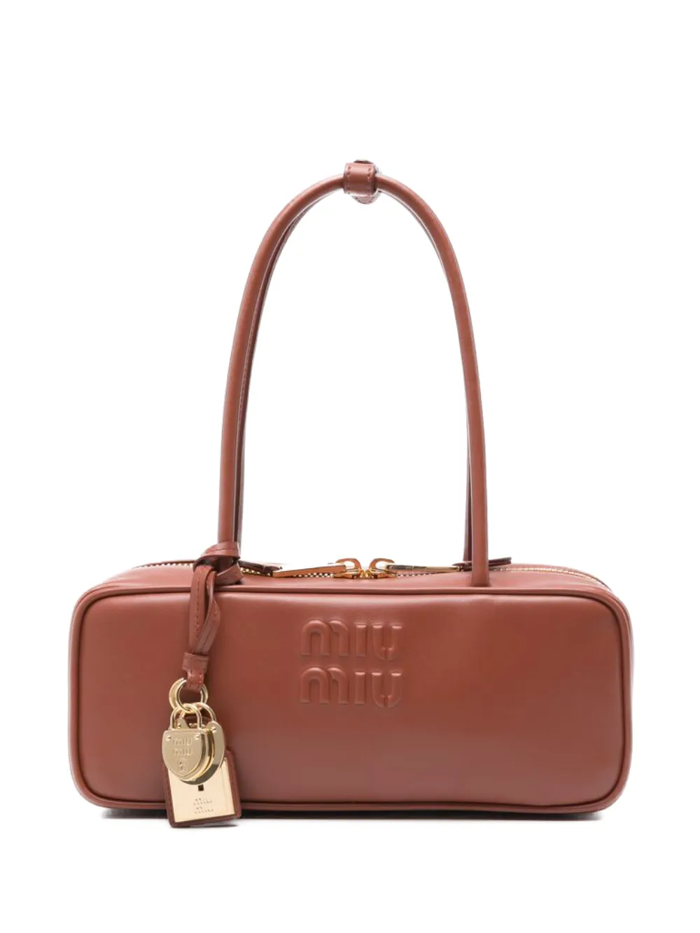 Miu Beau leren shopper Bruin