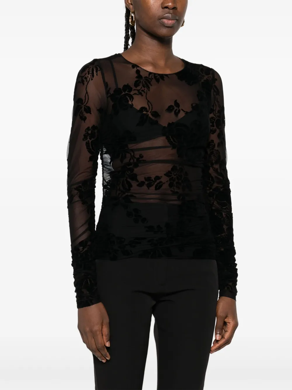 PINKO Top met bloemenprint Zwart