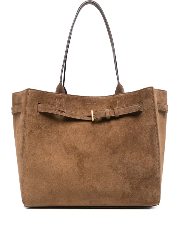 Tom Ford Suede Leather Audrey Medium Tote in Brown