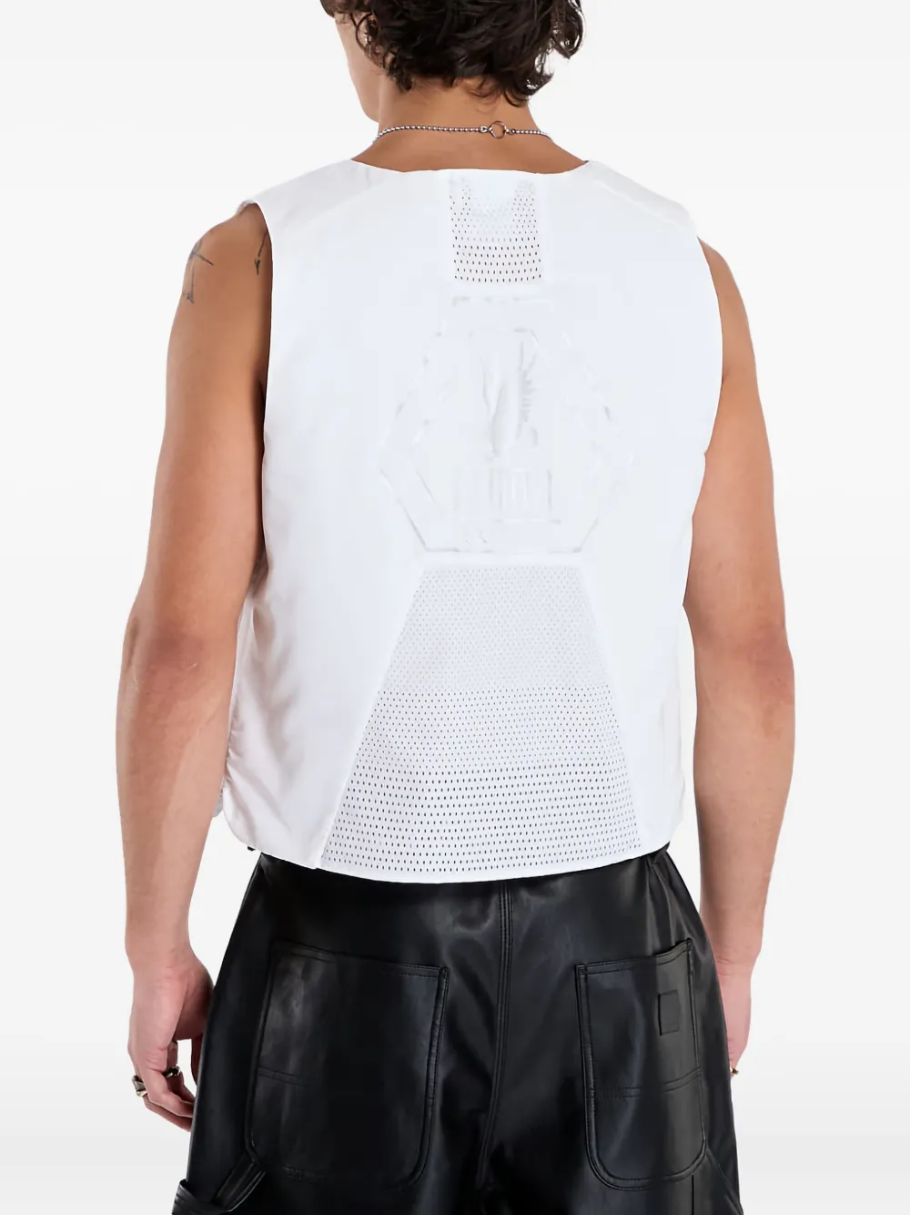 Puma Zip-front Mesh-insert Vest In White