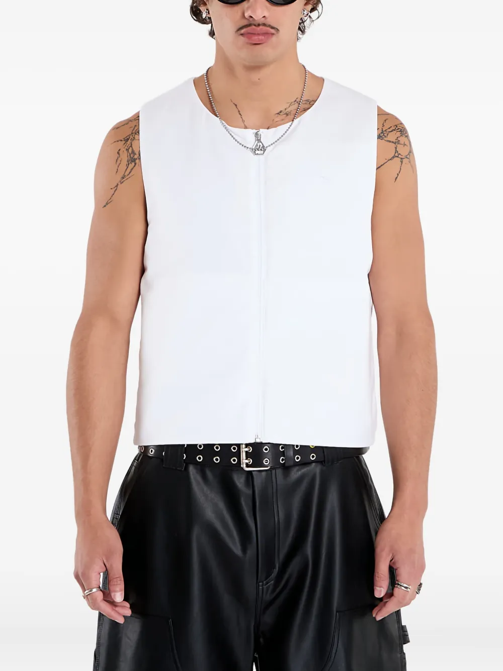 Puma Zip-front Mesh-insert Vest In White