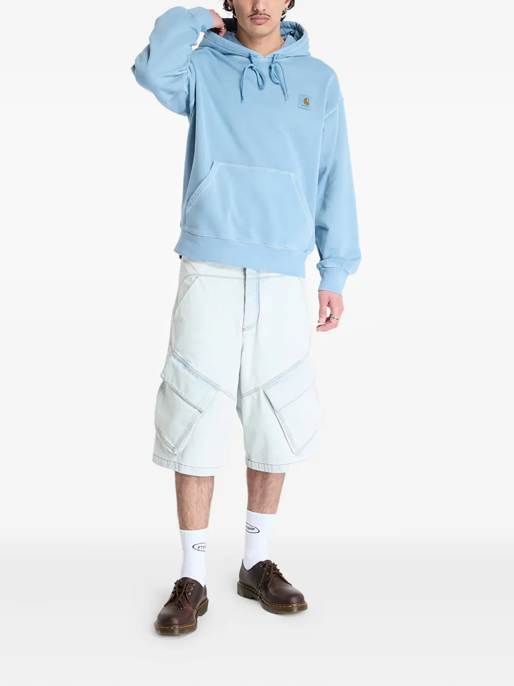 Carhartt WIP Nelson logo-patch hooded sweatshirt Blauw