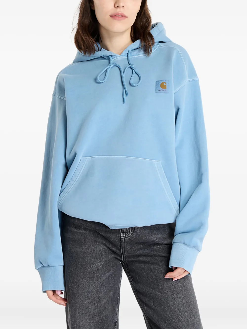 Carhartt WIP Nelson logo-patch hooded sweatshirt Blauw