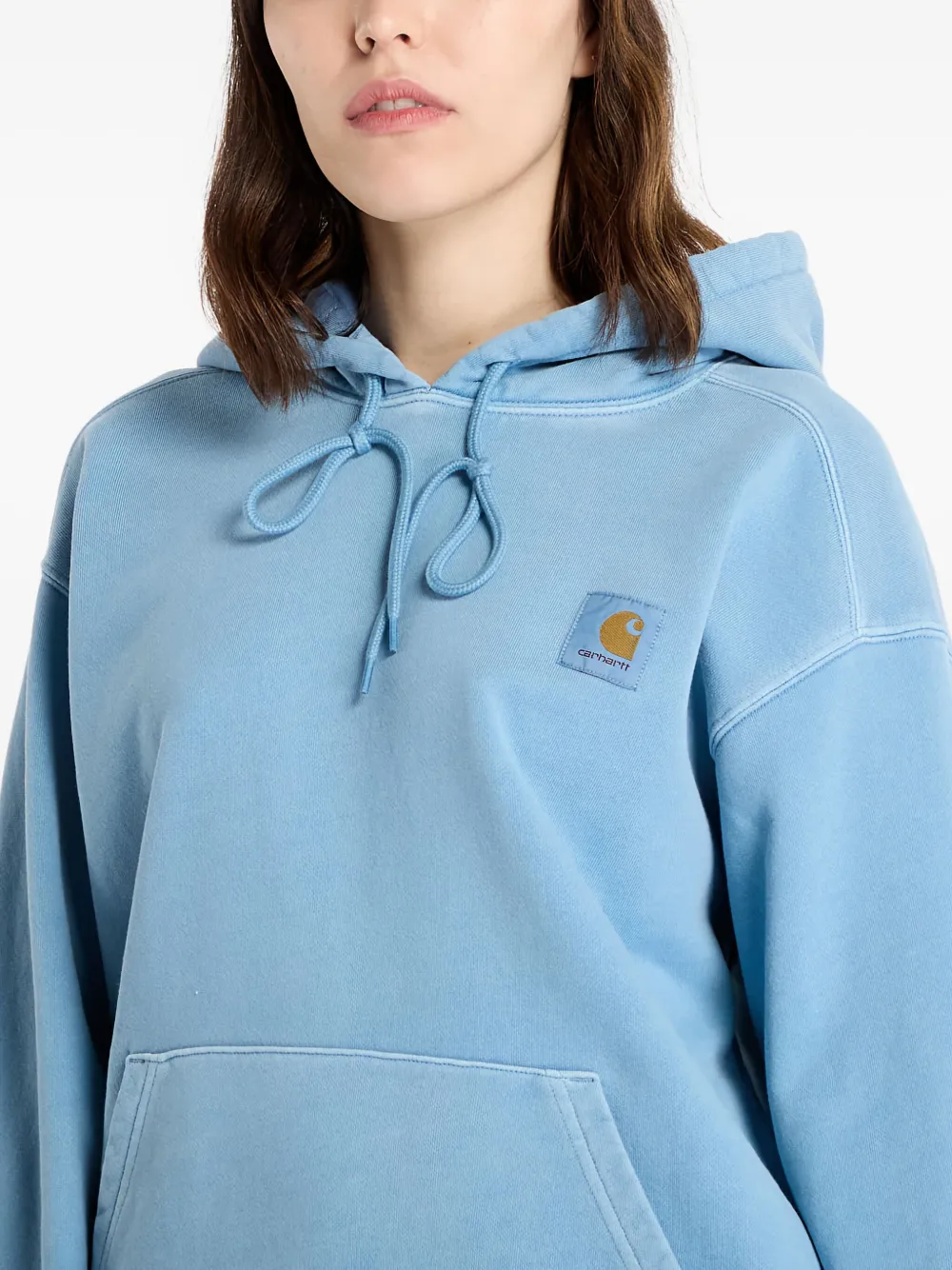 Carhartt WIP Nelson logo-patch hooded sweatshirt Blauw