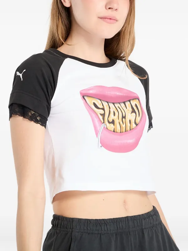 トップス VLM PUMA lace-trim graphic-print T-shirt | White | FARFETCH CA
