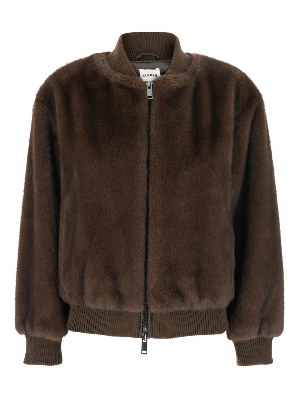 P.A.R.O.S.H. Bomberjack van imitatiebont Bruin