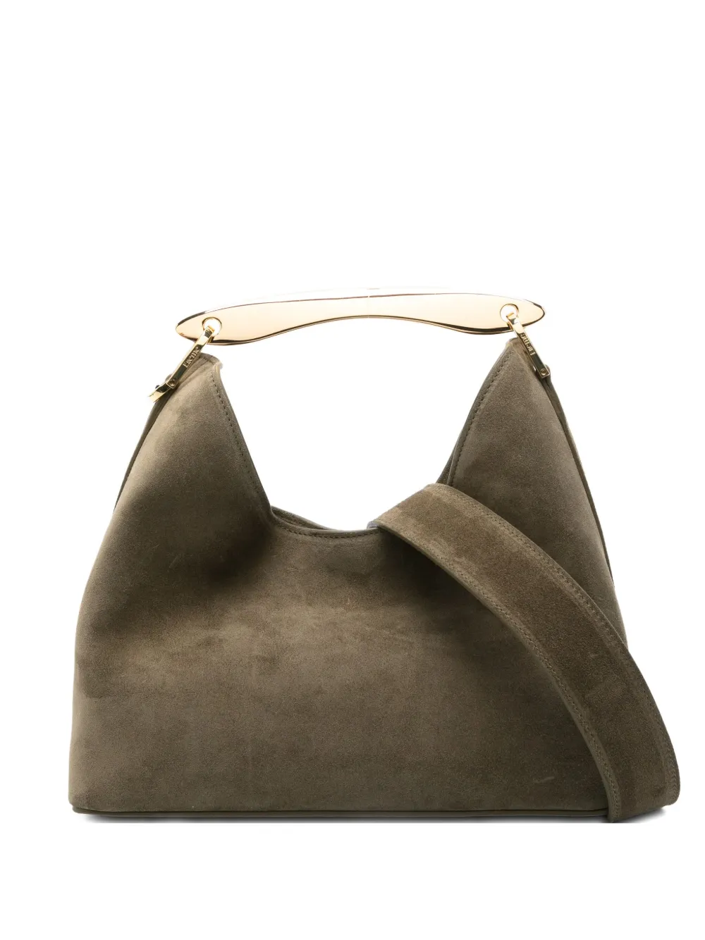 Elleme Boomerang curved-handle suede tote bag | Green | Image 1