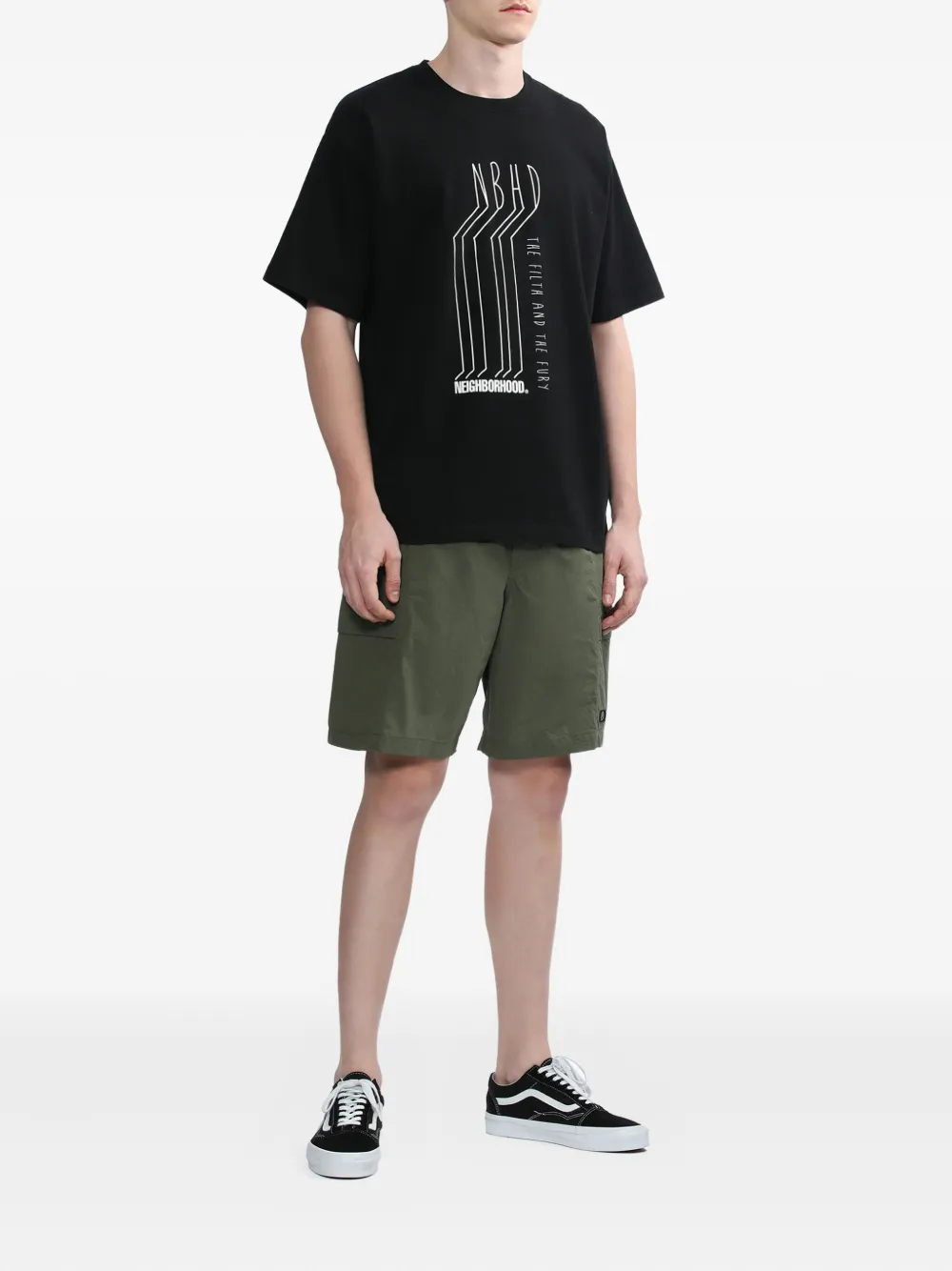 Neighborhood Shorts met cargo zak - Groen