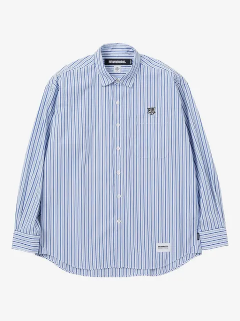 Neighborhood stripe-pattern embroidered shirt