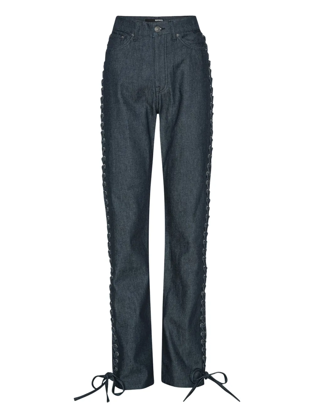 Rotate Birger Christensen Logo-patch Tie-details Jeans In Blue