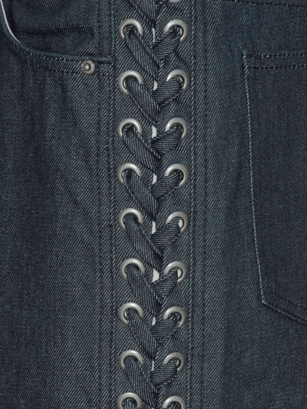 Rotate Birger Christensen Logo-patch Tie-details Jeans In Blue