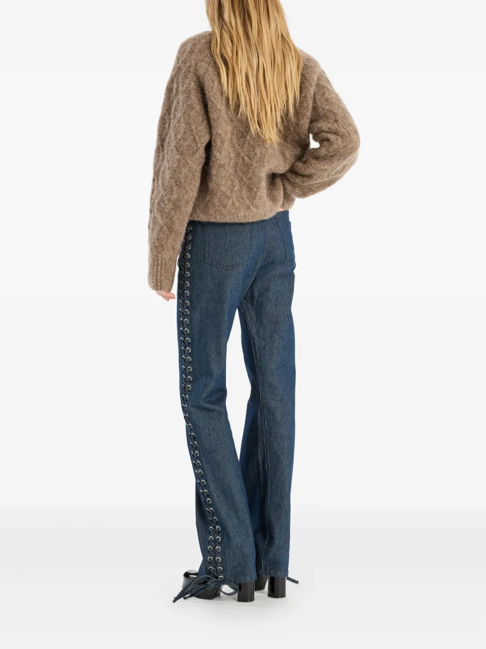 ROTATE BIRGER CHRISTENSEN Jeans met logopatch en gestrikt detail - Blauw