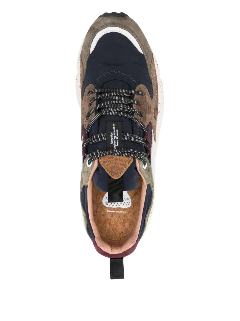 FLOWER MONTAIN Yamano 3 flower-embellished panelled sneakers Brown