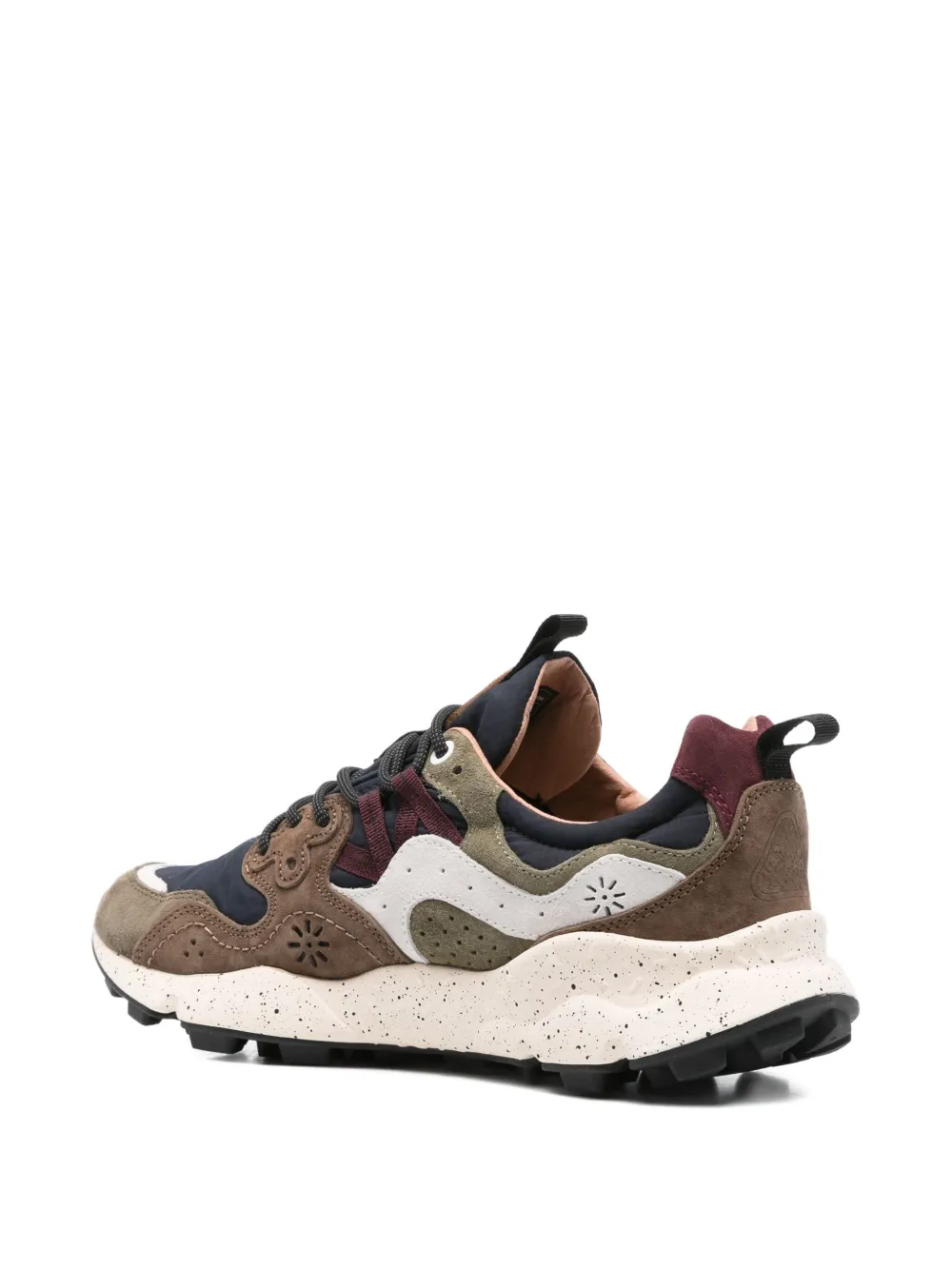 FLOWER MONTAIN Yamano 3 flower-embellished panelled sneakers Brown