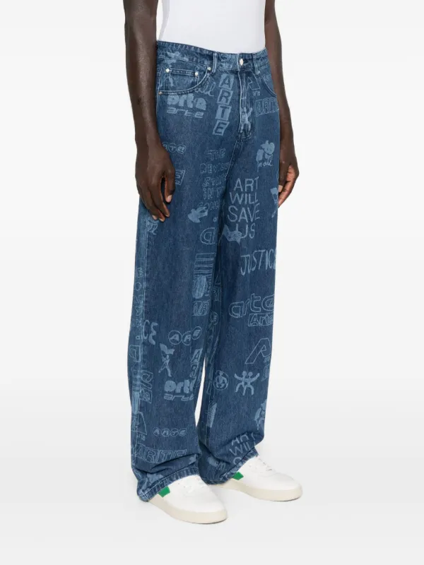 Arte Antwerp グラフィック ストレートジーンズ | ブルー | FARFETCH JP