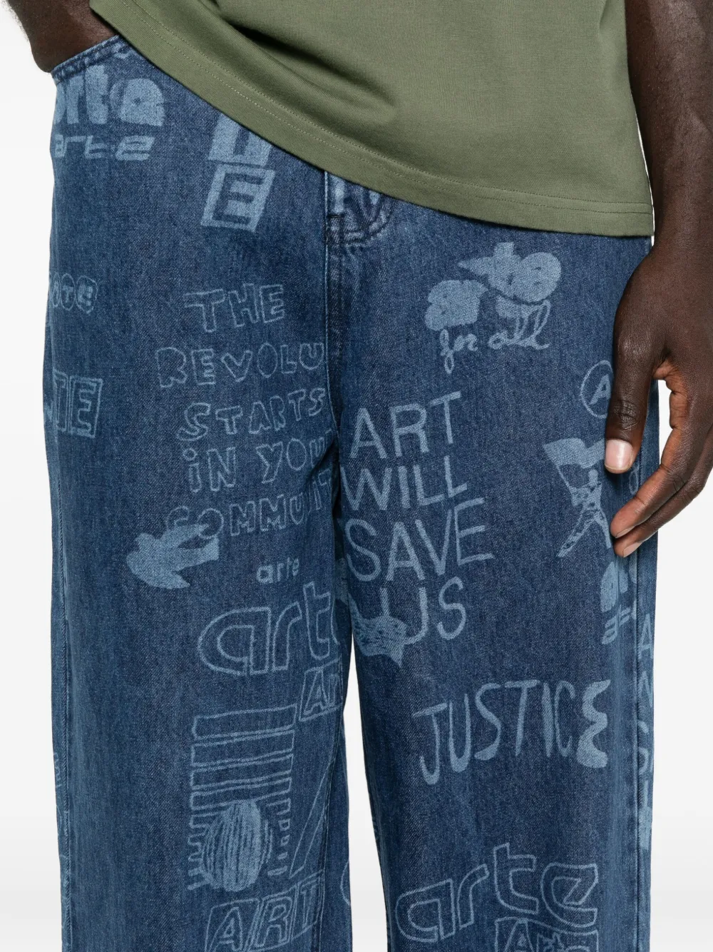 Arte Antwerp Straight jeans met grafische print Blauw
