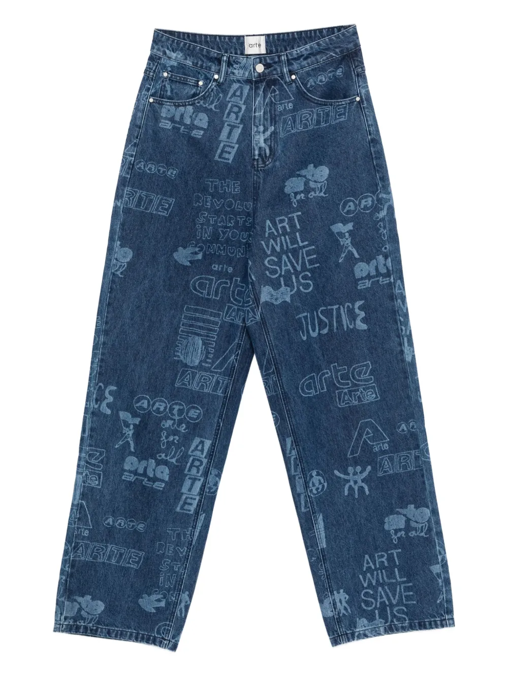 Arte Antwerp graphic-print straight-leg jeans | Blue | Image 1