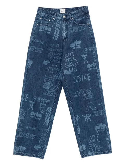 Arte Antwerp graphic-print straight-leg jeans
