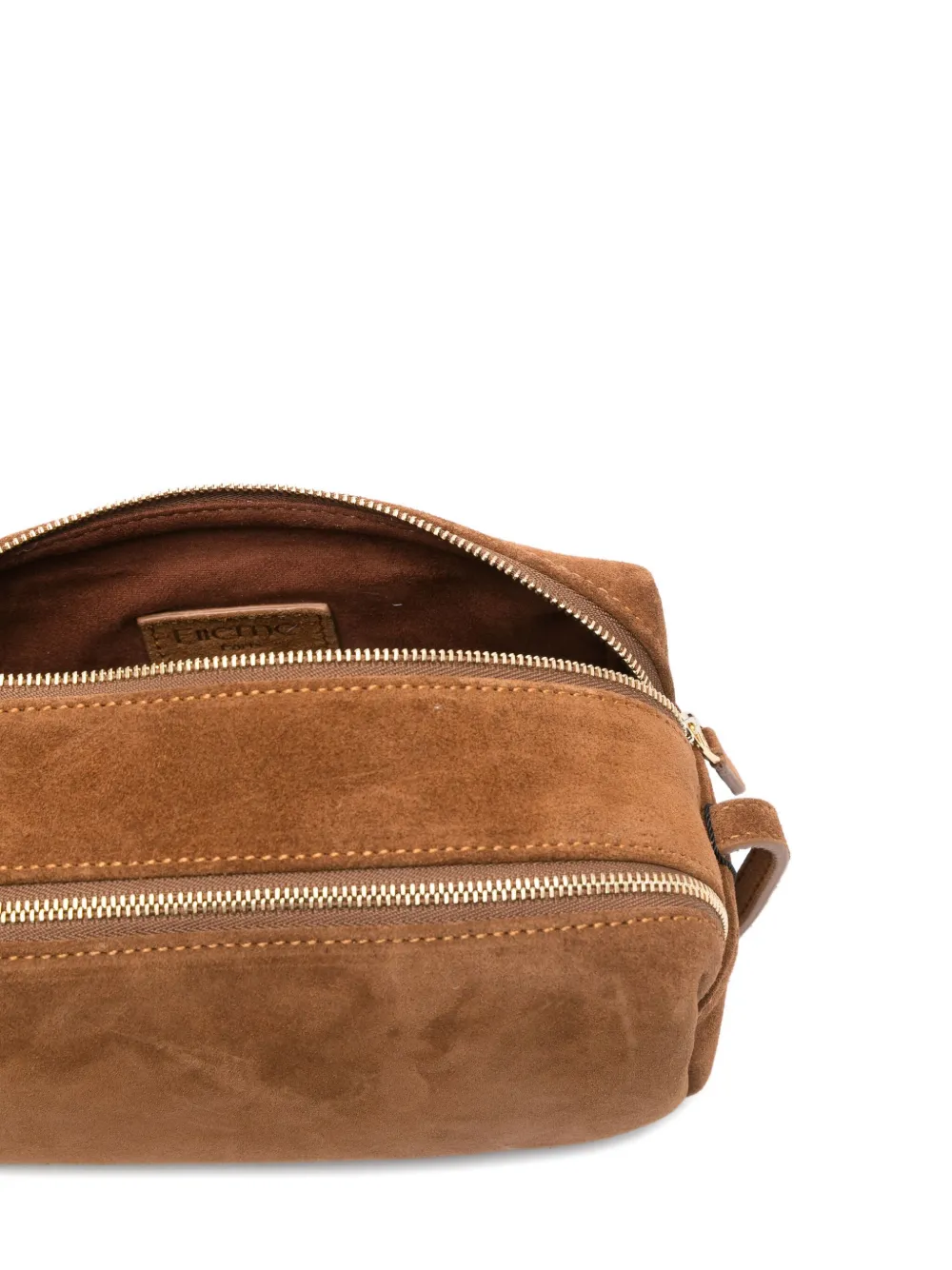 Elleme Mini Trousse Suede Double-zip Shoulder Bag In Brown