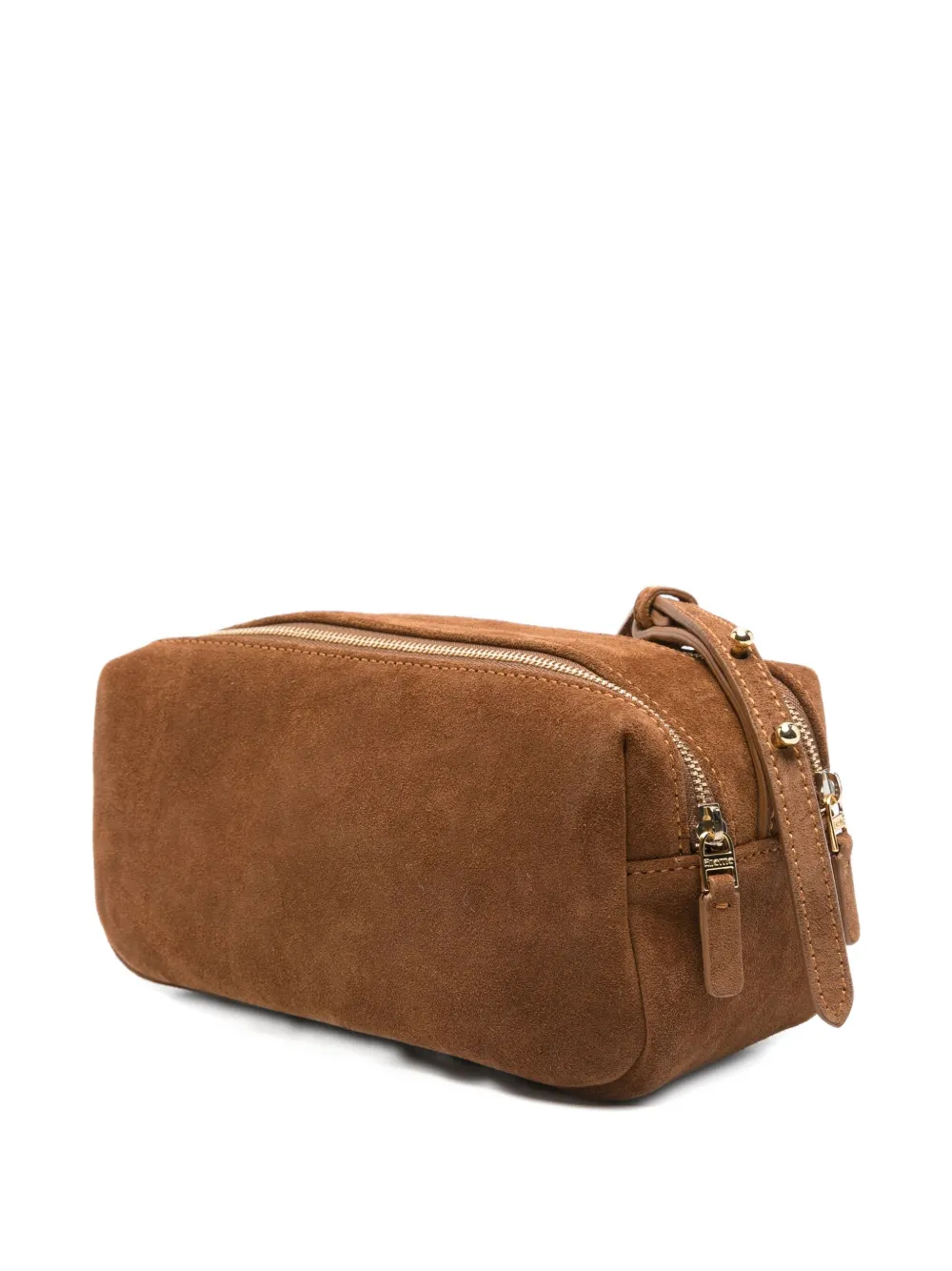 Elleme Mini Trousse Suede Double-zip Shoulder Bag In Brown
