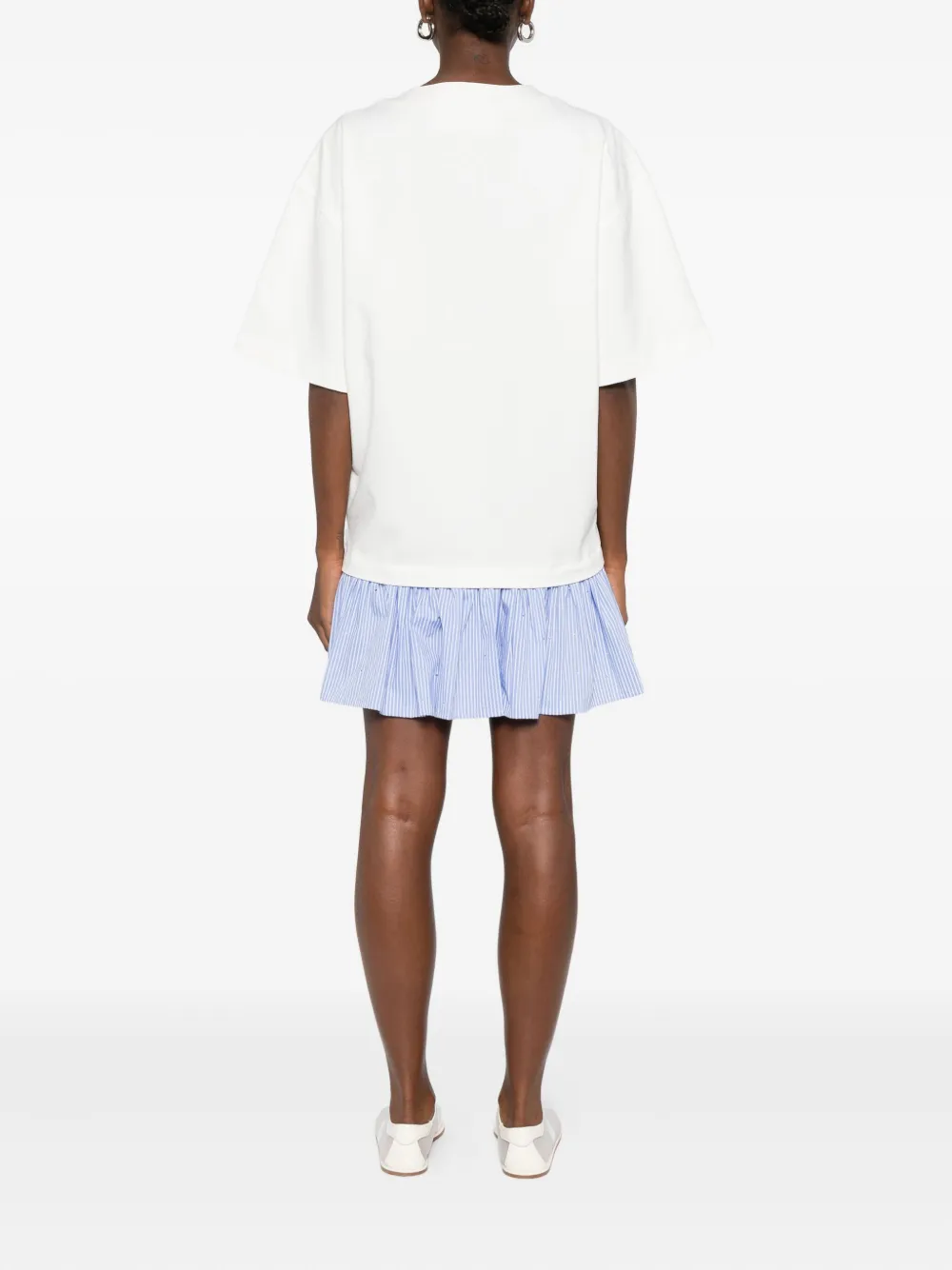 HAMZA Mini-jurk met geometrisch borduurwerk en ruches Wit