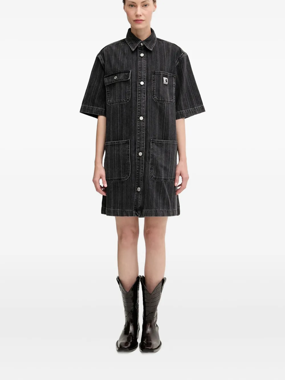 Carhartt Pinstripe Shirt Dress In Black
