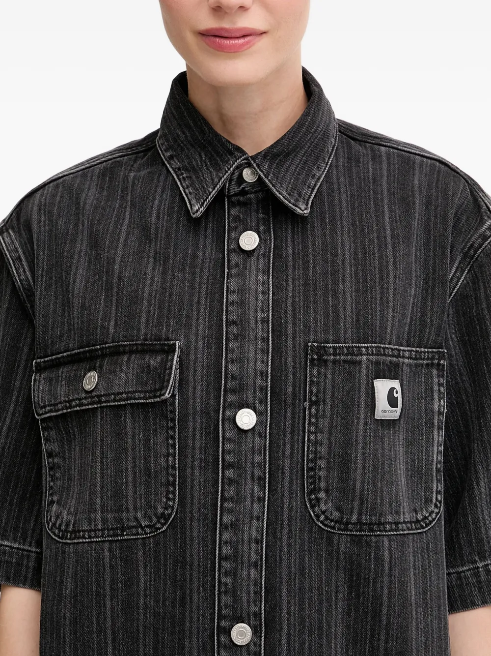 Carhartt Pinstripe Shirt Dress In Black