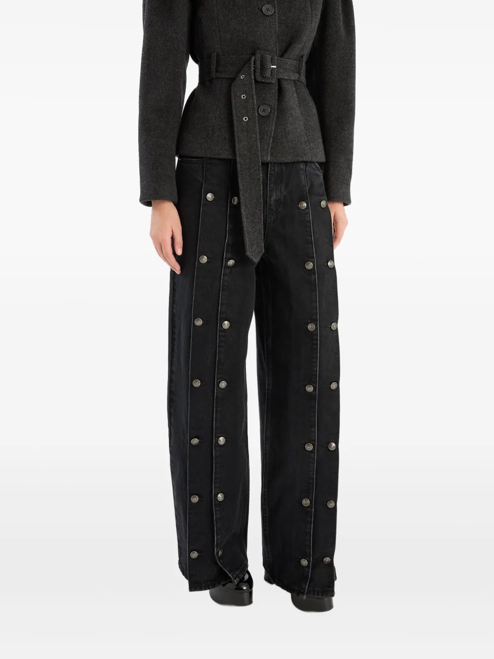 Rotate Birger Christensen Rotate Black Jeans With Decorative Buttons In Black