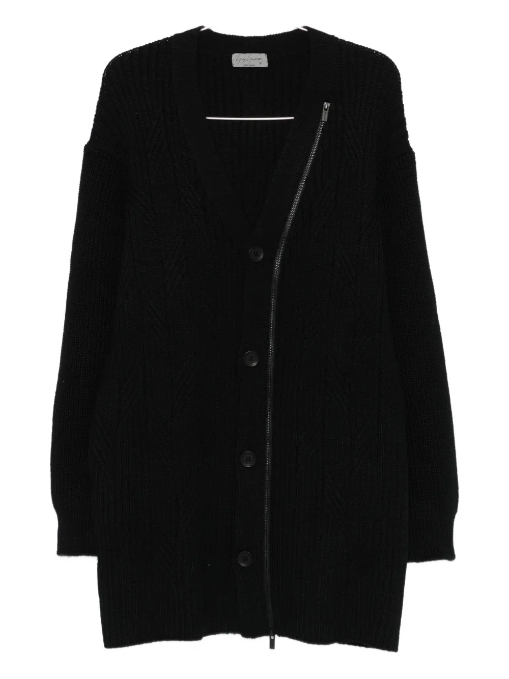 Yohji Yamamoto Cable-knit Zip-front Cardigan In Black