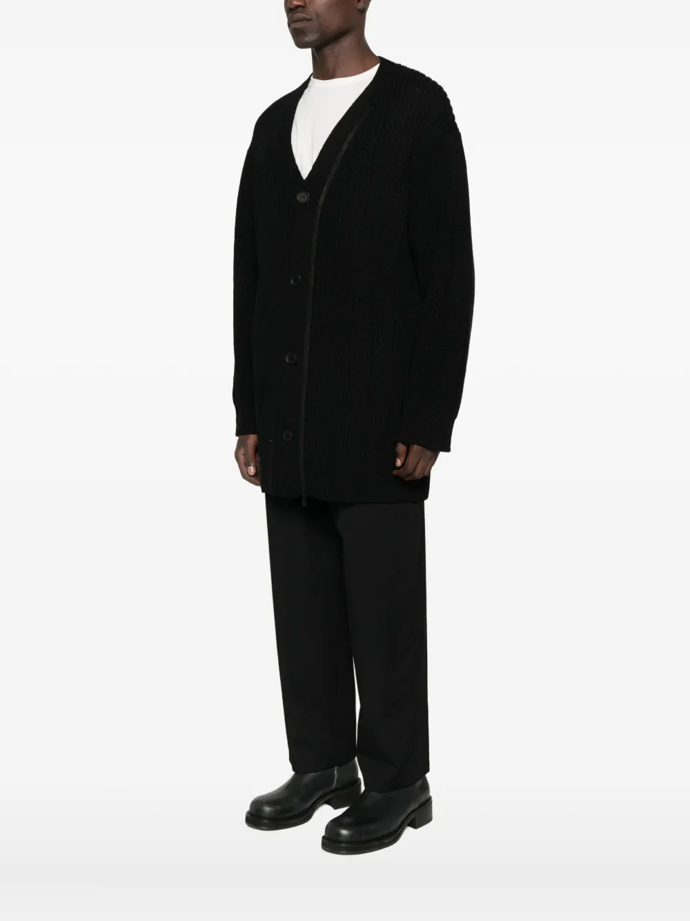 Yohji Yamamoto Kabelgebreid vest met rits Zwart