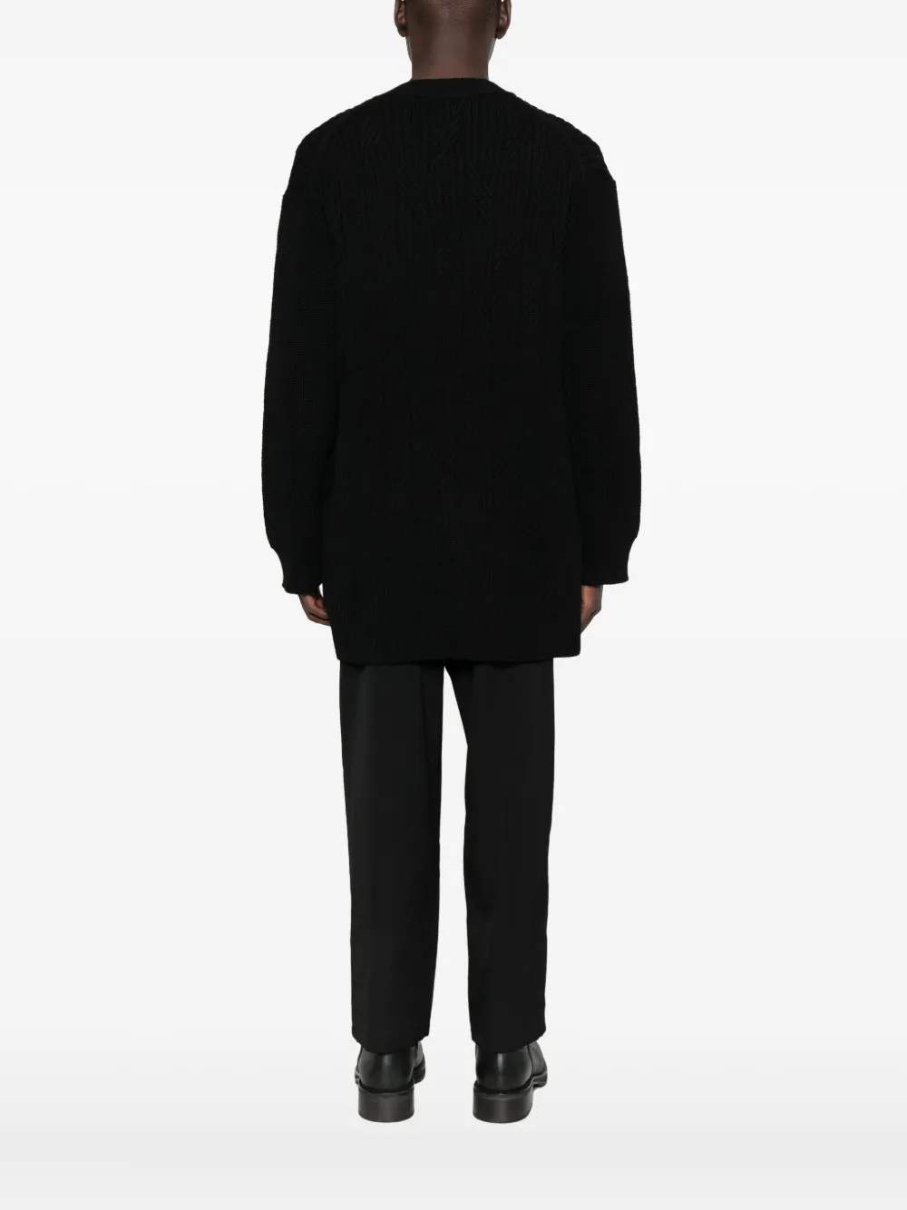 Yohji Yamamoto Kabelgebreid vest met rits Zwart