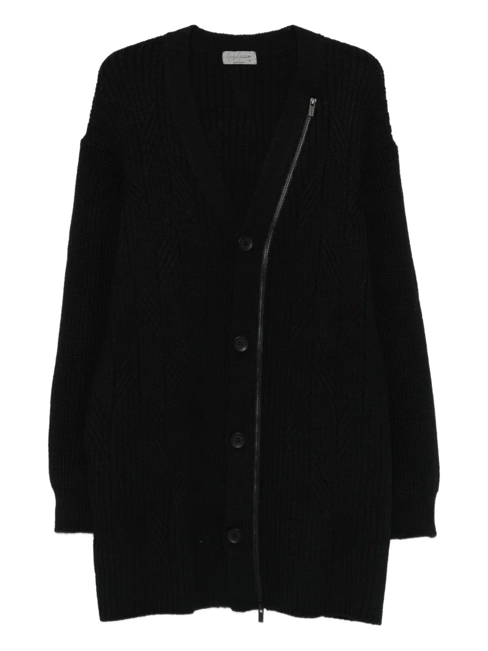 Yohji Yamamoto Kabelgebreid vest met rits Zwart