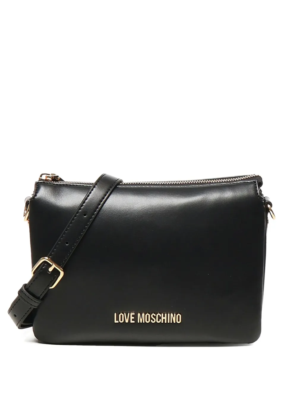 Love Moschino logo-plaque zip-fastening shoulder bag Zwart