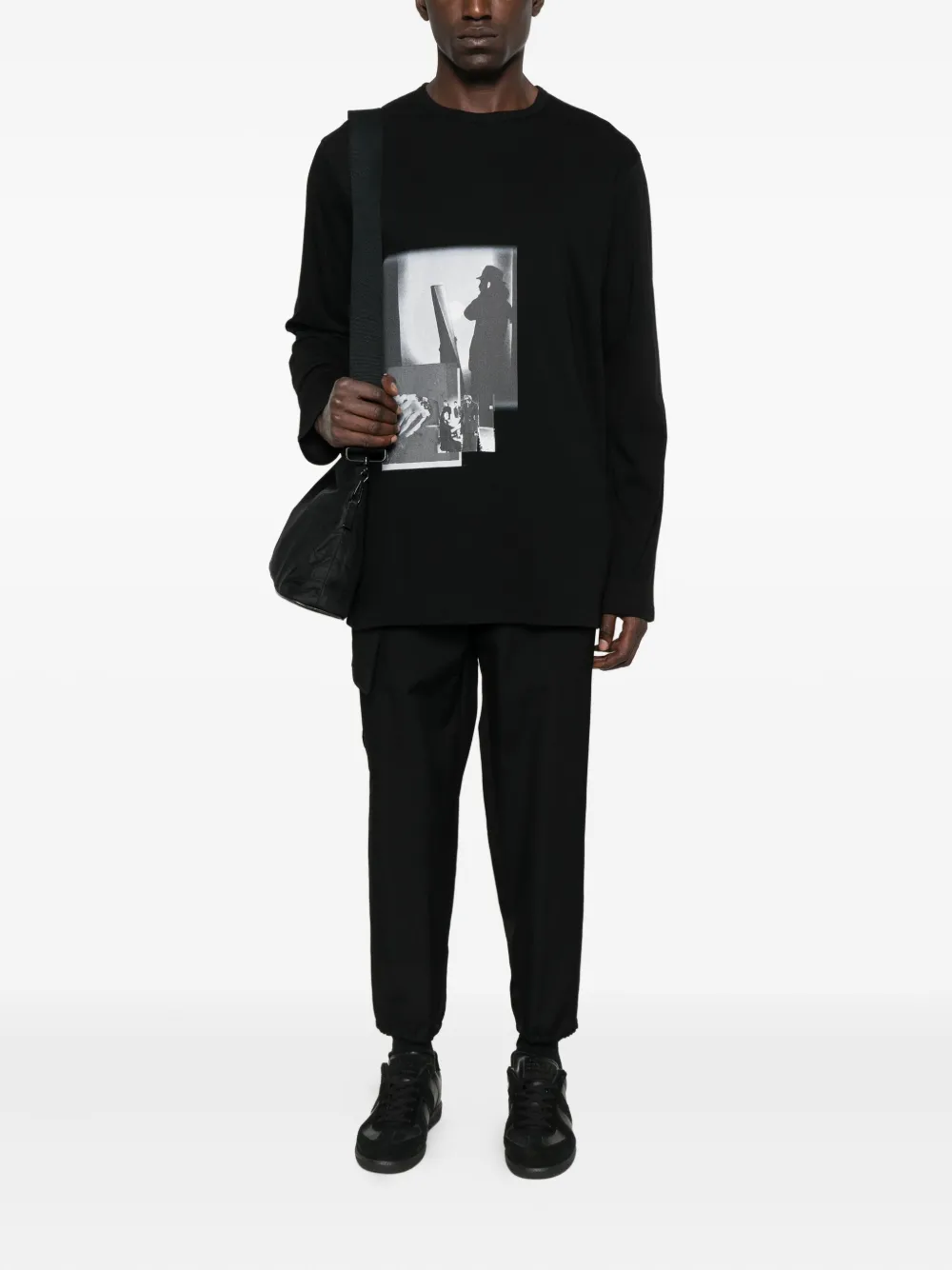 Yohji Yamamoto T-shirt met print - Zwart