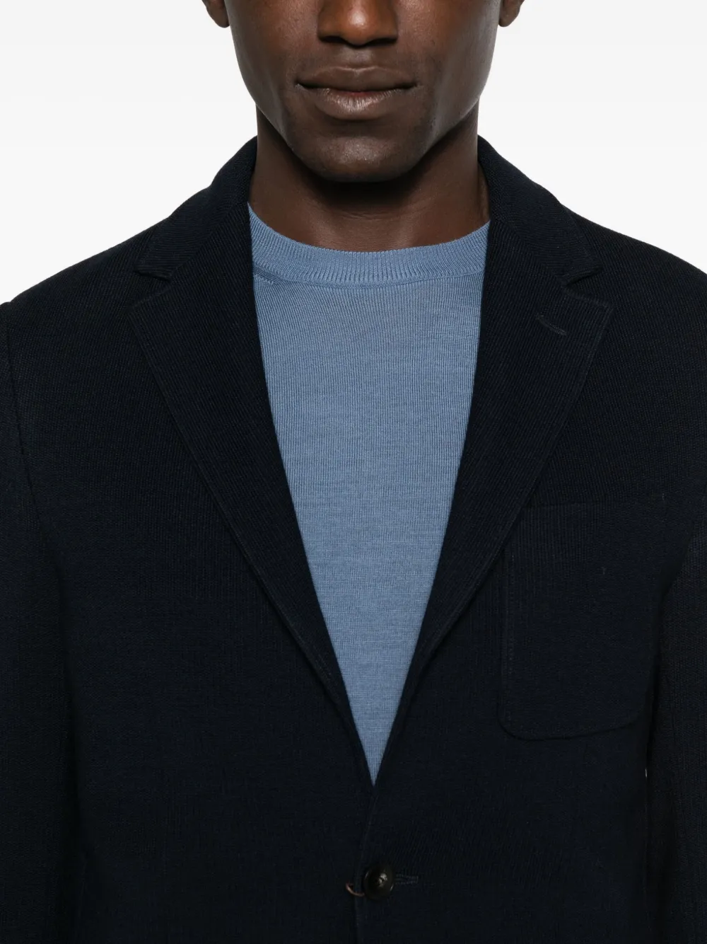 Canali Gebreide blazer met opgestikte zak Blauw